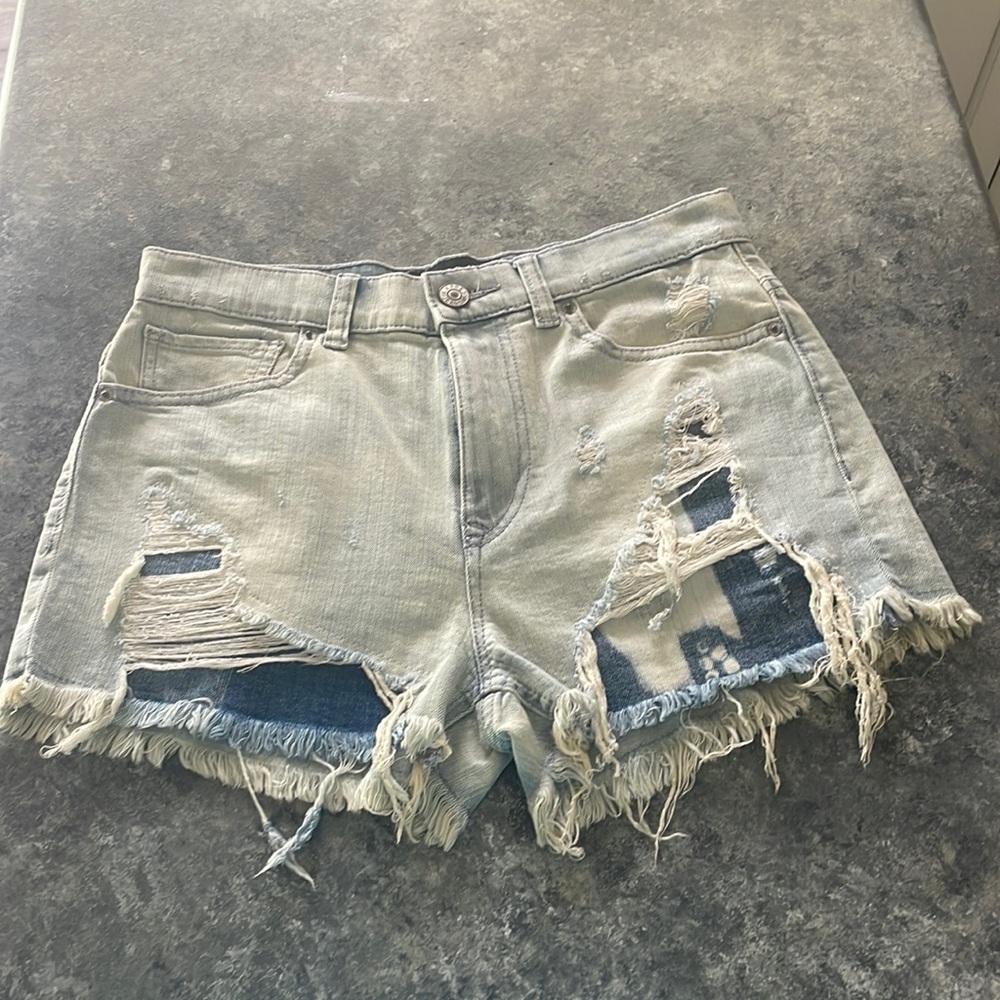 Express high rise distressed denim shorts - size 8 - never worn